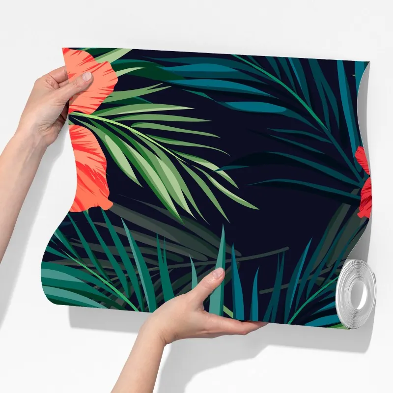 Fototapeta tropikalny wzór z hibiskusem – Wallissimo® Fototapeta tropikalny wzór z hibiskusem – Wallissimo®