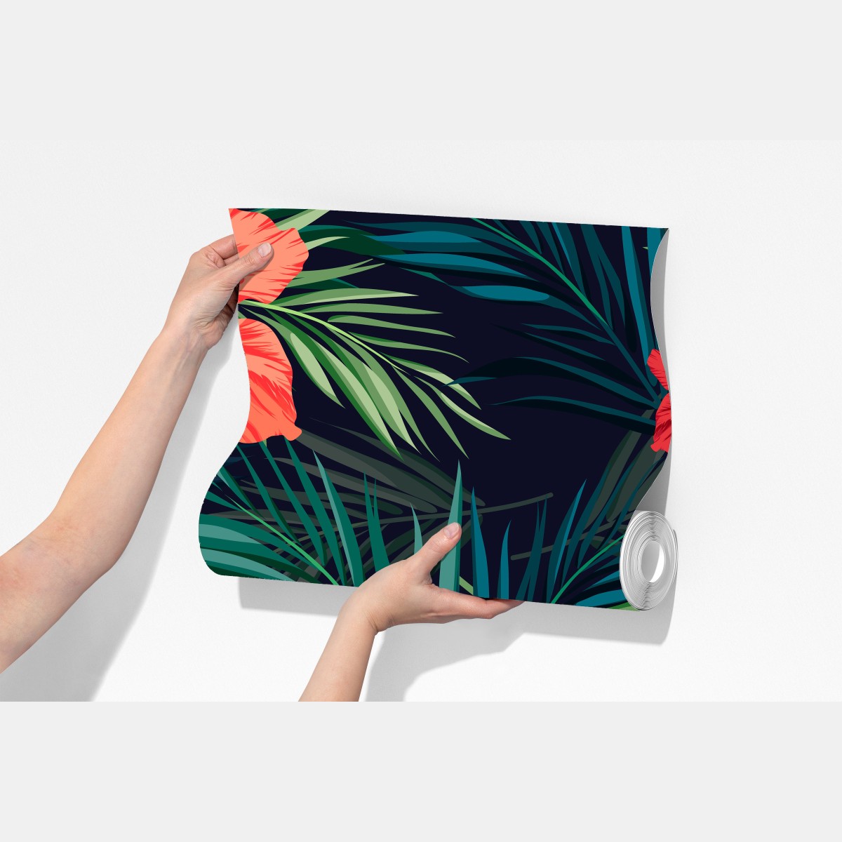 Fototapeta tropikalny wzór z hibiskusem – Wallissimo® Fototapeta tropikalny wzór z hibiskusem – Wallissimo®