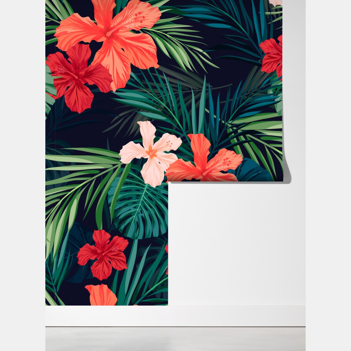 Fototapeta tropikalny wzór z hibiskusem – Wallissimo® Fototapeta tropikalny wzór z hibiskusem – Wallissimo®