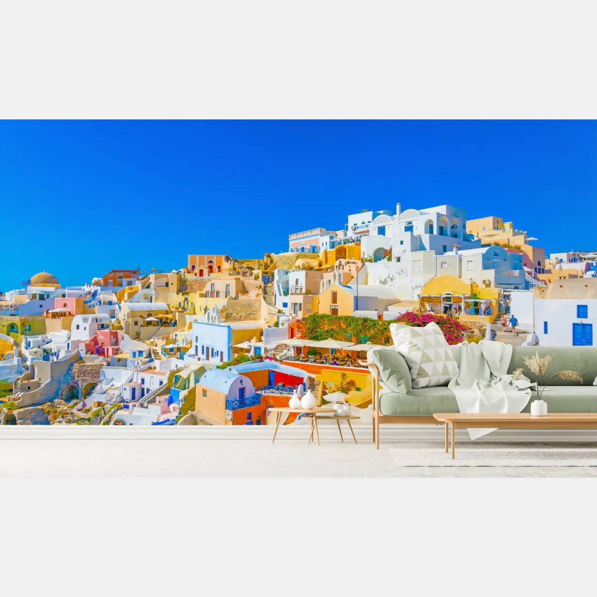 Fototapeta słoneczna wioska Oia, Santorini – Wallissimo® Fototapeta słoneczna wioska Oia, Santorini – Wallissimo®