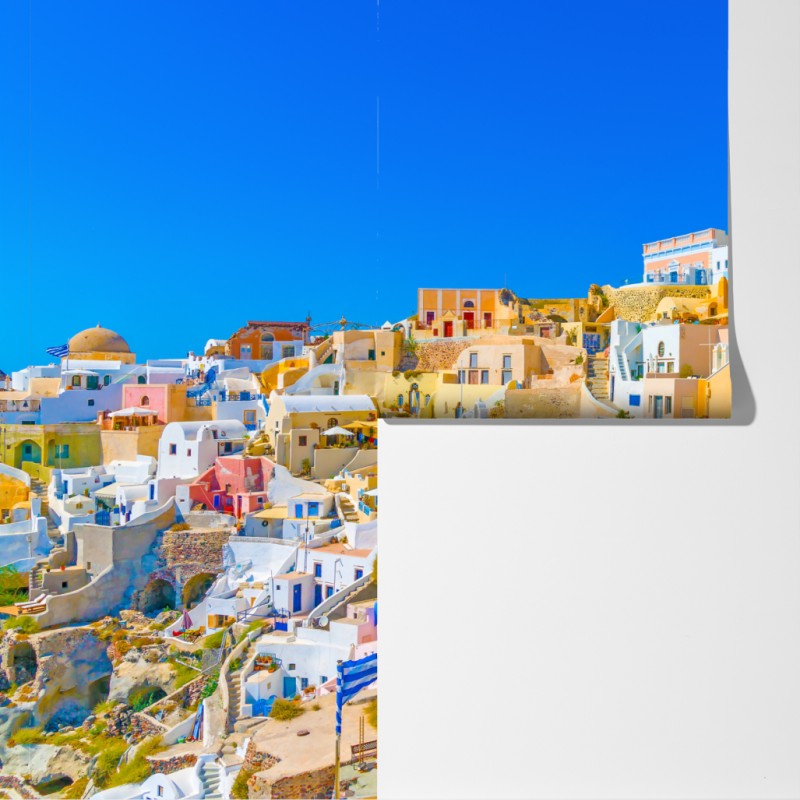 Fototapeta słoneczna wioska Oia, Santorini – Wallissimo® Fototapeta słoneczna wioska Oia, Santorini – Wallissimo®