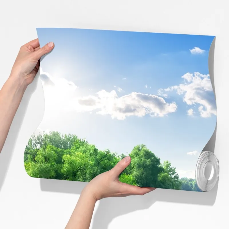 Fototapeta słoneczna łąka nad rzeką – Wallissimo® Fototapeta słoneczna łąka nad rzeką – Wallissimo®