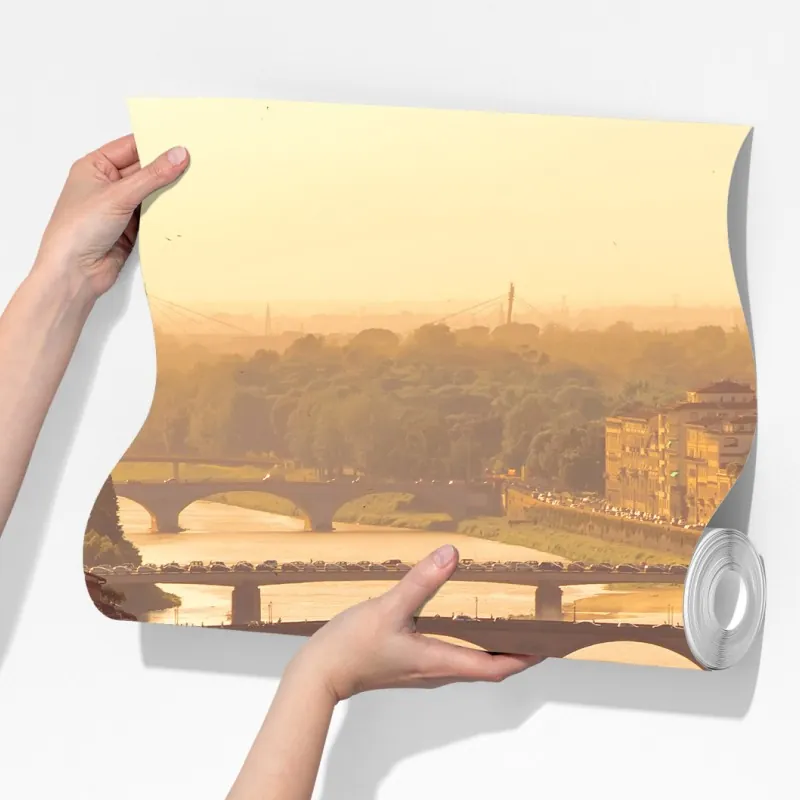 Fototapeta złoty zachód słońca nad Ponte Vecchio, Florencja – Wallissimo® Fototapeta złoty zachód słońca nad Ponte Vecchio, Florencja – Wallissimo®
