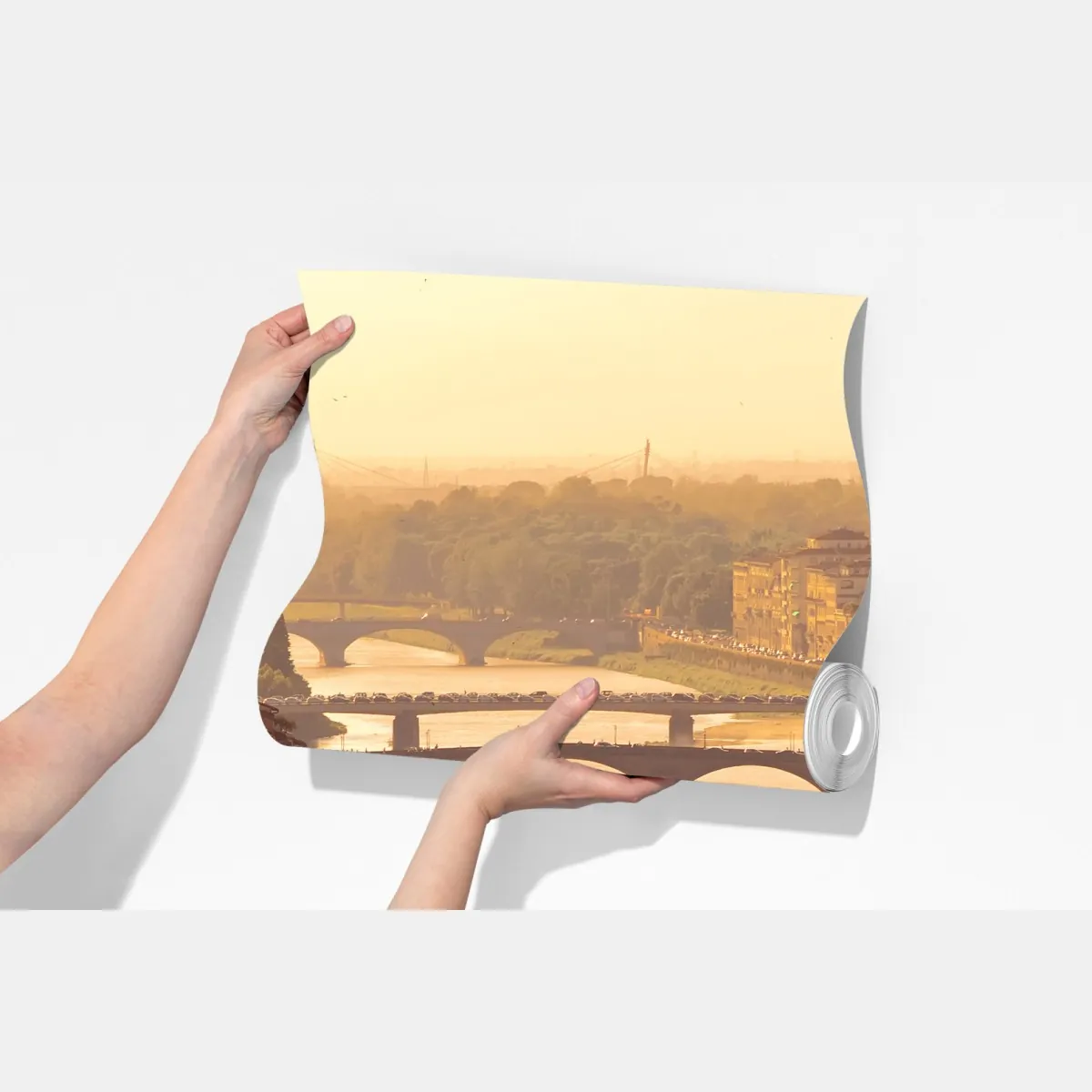 Fototapeta złoty zachód słońca nad Ponte Vecchio, Florencja – Wallissimo® Fototapeta złoty zachód słońca nad Ponte Vecchio, Florencja – Wallissimo®