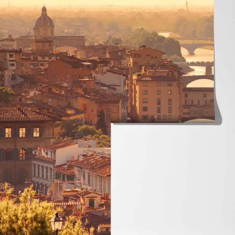 Fototapeta złoty zachód słońca nad Ponte Vecchio, Florencja – Wallissimo® Fototapeta złoty zachód słońca nad Ponte Vecchio, Florencja – Wallissimo®