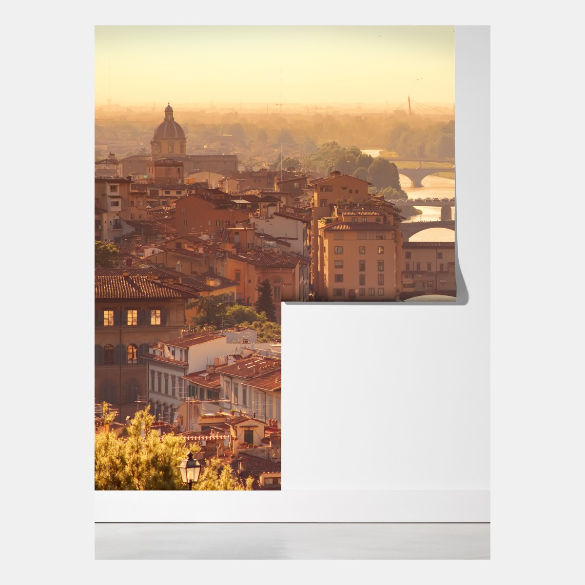 Fototapeta złoty zachód słońca nad Ponte Vecchio, Florencja – Wallissimo® Fototapeta złoty zachód słońca nad Ponte Vecchio, Florencja – Wallissimo®