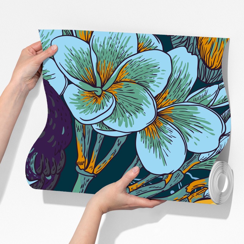 Fototapeta tropikalny wzór z tukaniami i kwiatami – Wallissimo® Fototapeta tropikalny wzór z tukaniami i kwiatami – Wallissimo®