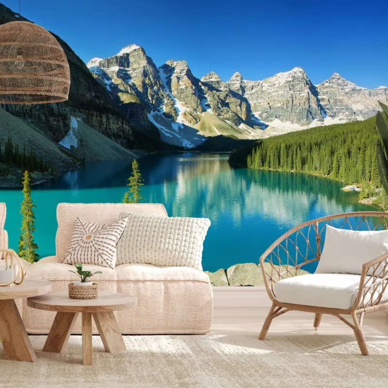 Fototapeta spokojne turkusowe jezioro w górach – Wallissimo® Fototapeta spokojne turkusowe jezioro w górach – Wallissimo®