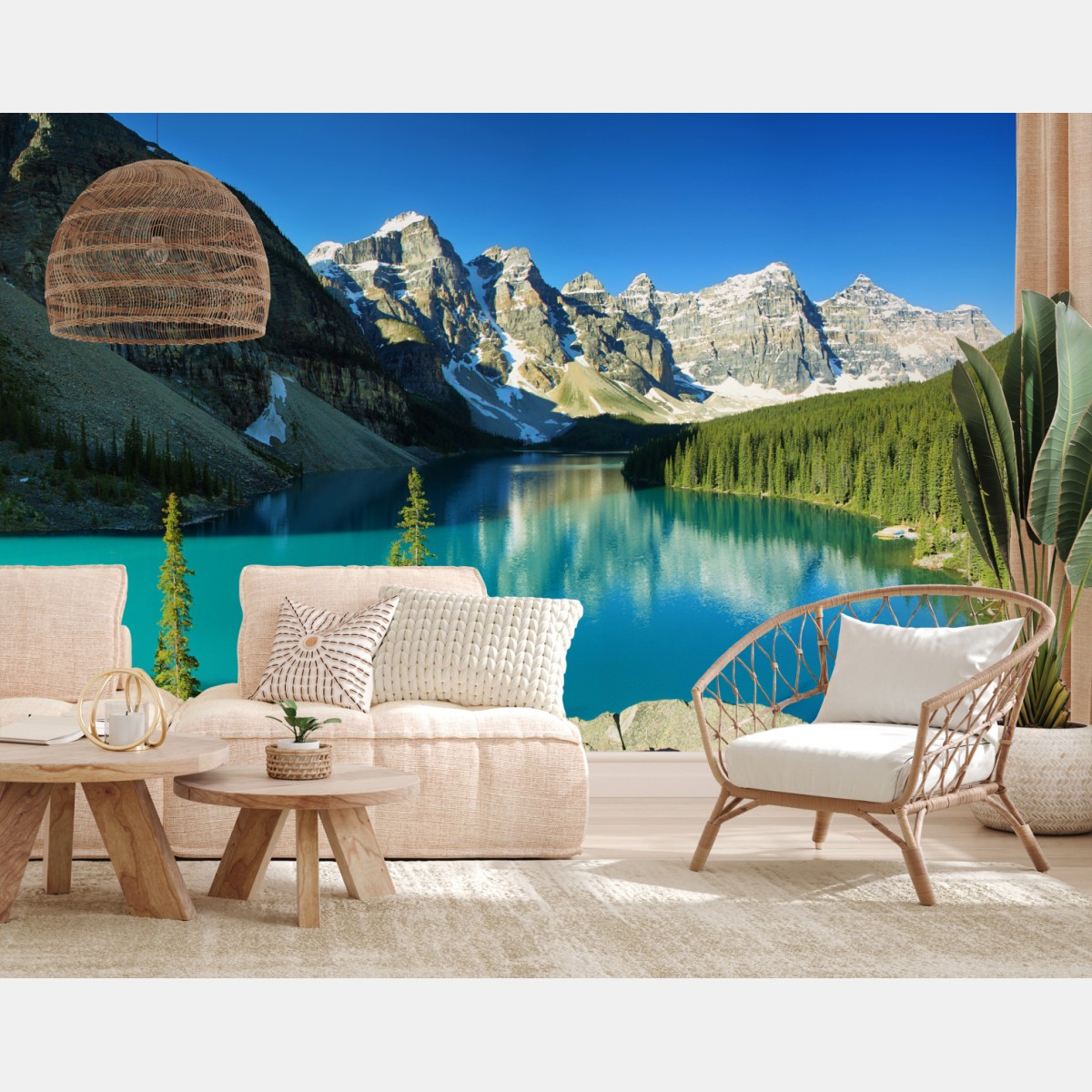 Wall mural tranquil turquoise mountain lake panorama
