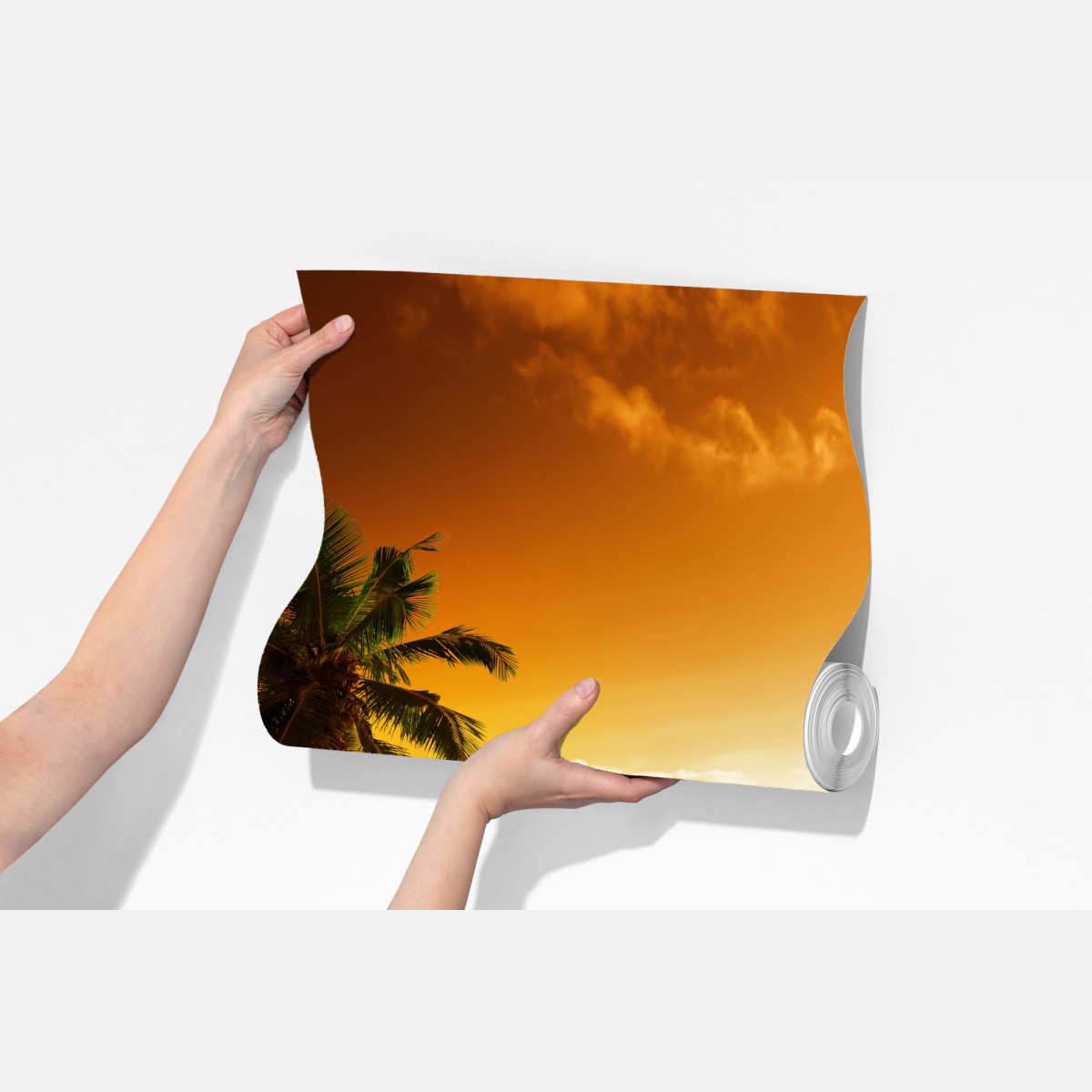 Fototapeta plaża przy zachodzie słońca na Karaibach z palmami – Wallissimo® Fototapeta plaża przy zachodzie słońca na Karaibach z palmami – Wallissimo®