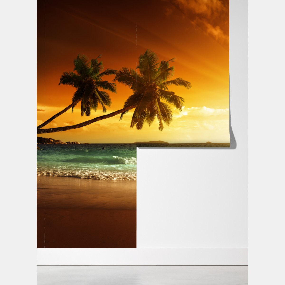 Fototapeta tropikalny zachód słońca nad plażą na Karaibach – Wallissimo® Fototapeta tropikalny zachód słońca nad plażą na Karaibach – Wallissimo®