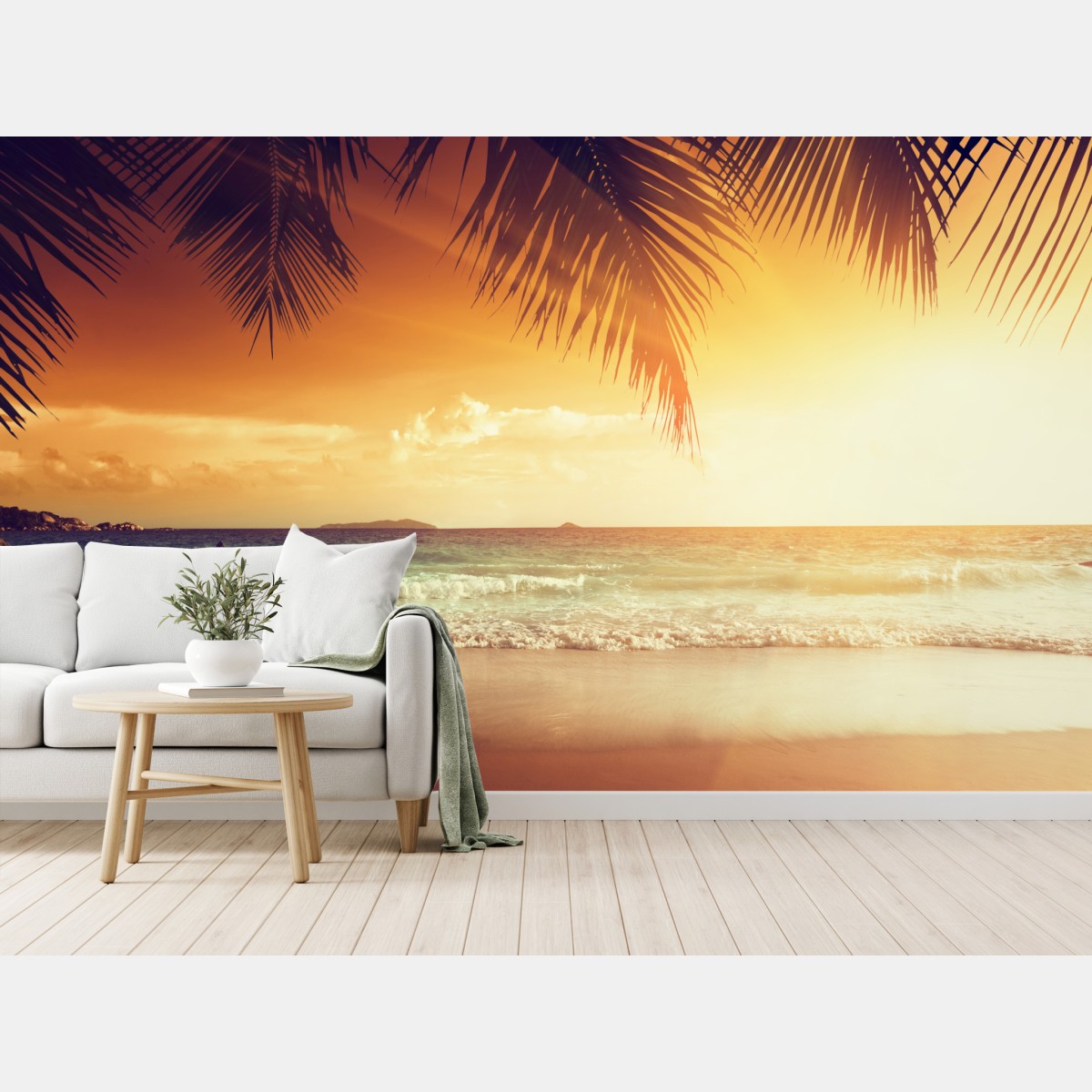 Wall mural Caribbean sunset beach at dusk