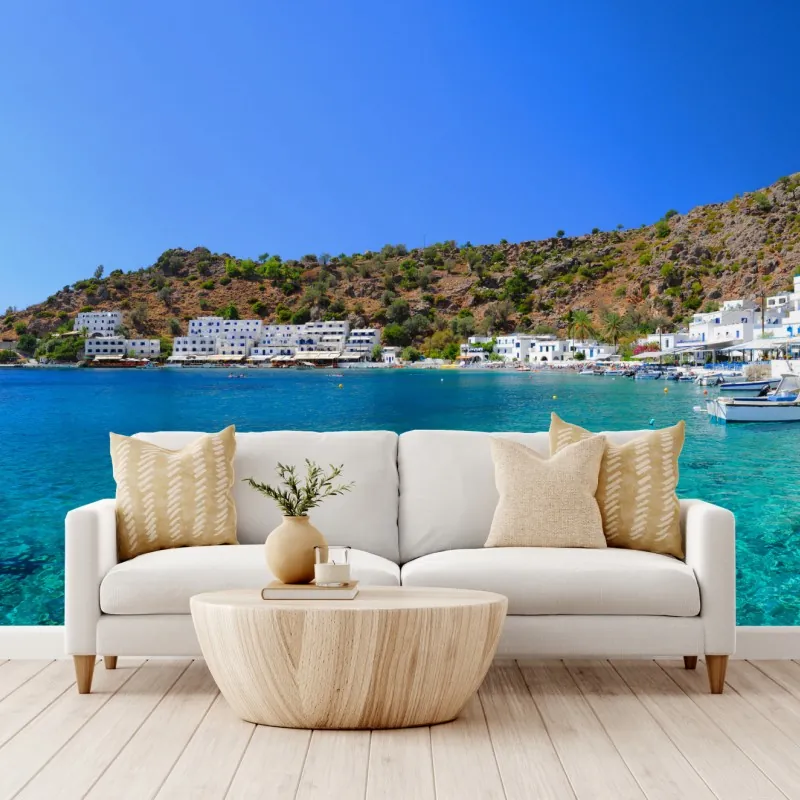 Fototapeta słoneczna zatoka śródziemnomorska z turkusową wodą