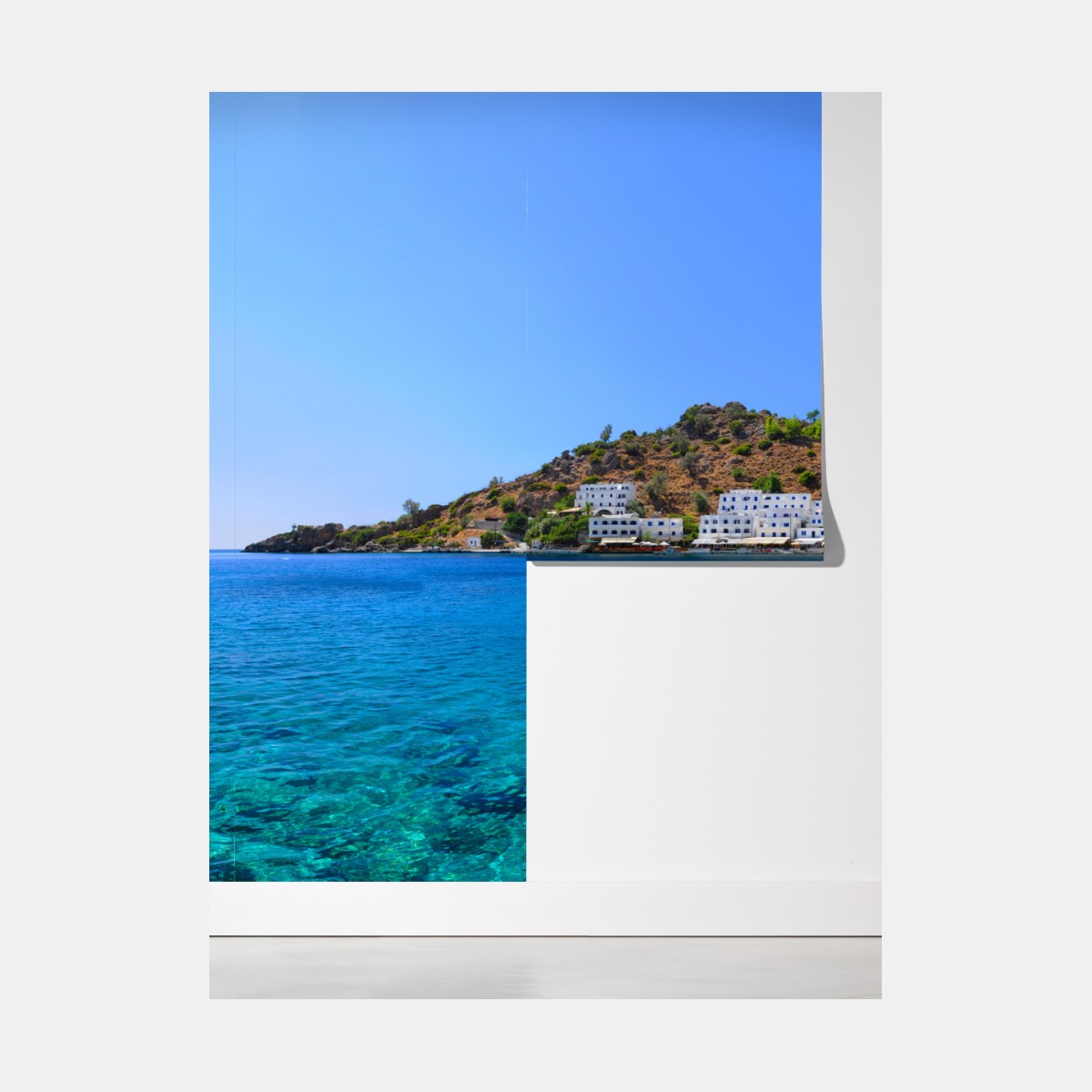 Fototapeta słoneczna zatoka śródziemnomorska z turkusową wodą – Wallissimo® Fototapeta słoneczna zatoka śródziemnomorska z turkusową wodą – Wallissimo®