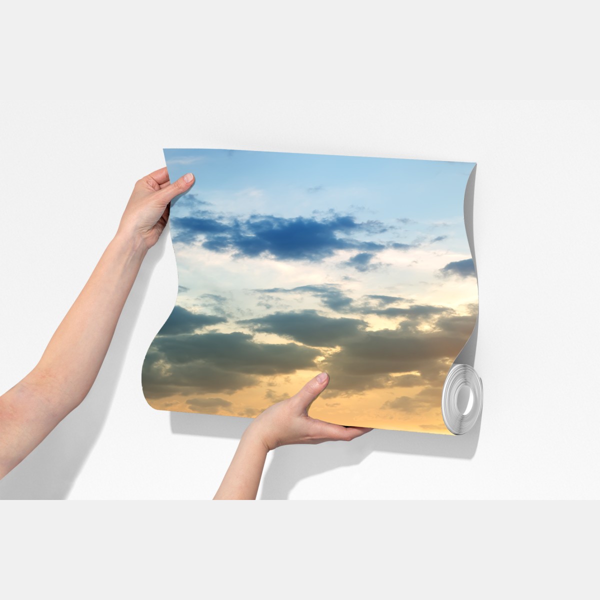 Fototapeta zachód słońca nad polną drogą w zielonej łące – Wallissimo® Fototapeta zachód słońca nad polną drogą w zielonej łące – Wallissimo®