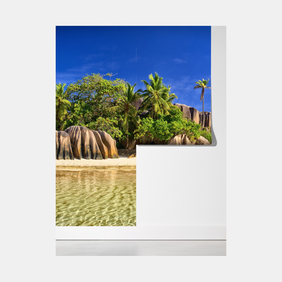 Fototapeta tropikalna plaża z granitowymi głazami i klarowną wodą – Wallissimo® Fototapeta tropikalna plaża z granitowymi głazami i klarowną wodą – Wallissimo®