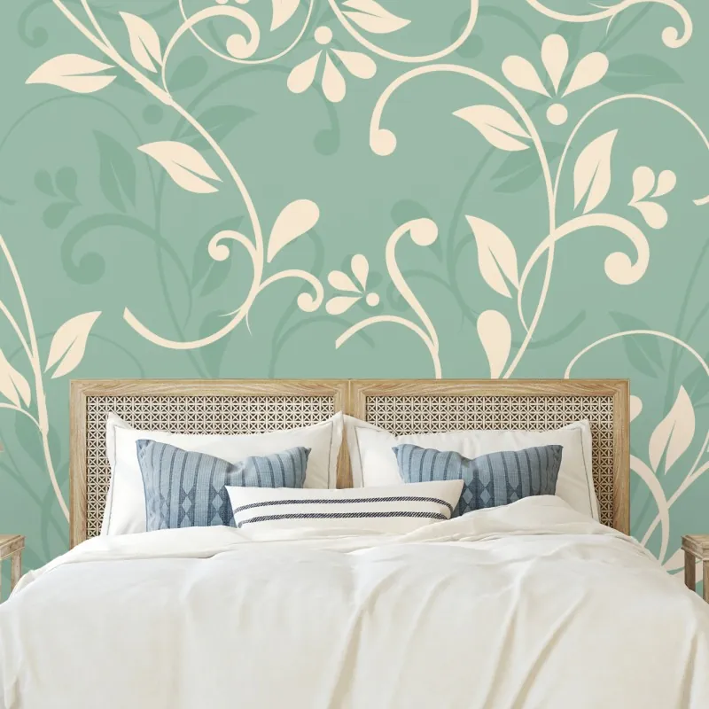 Fototapeta miętowy kwiatowy wzór w stylu vintage