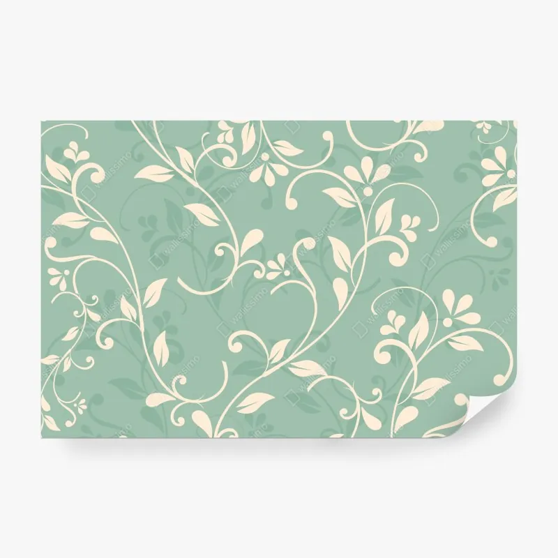 Fototapeta miętowy kwiatowy wzór w stylu vintage