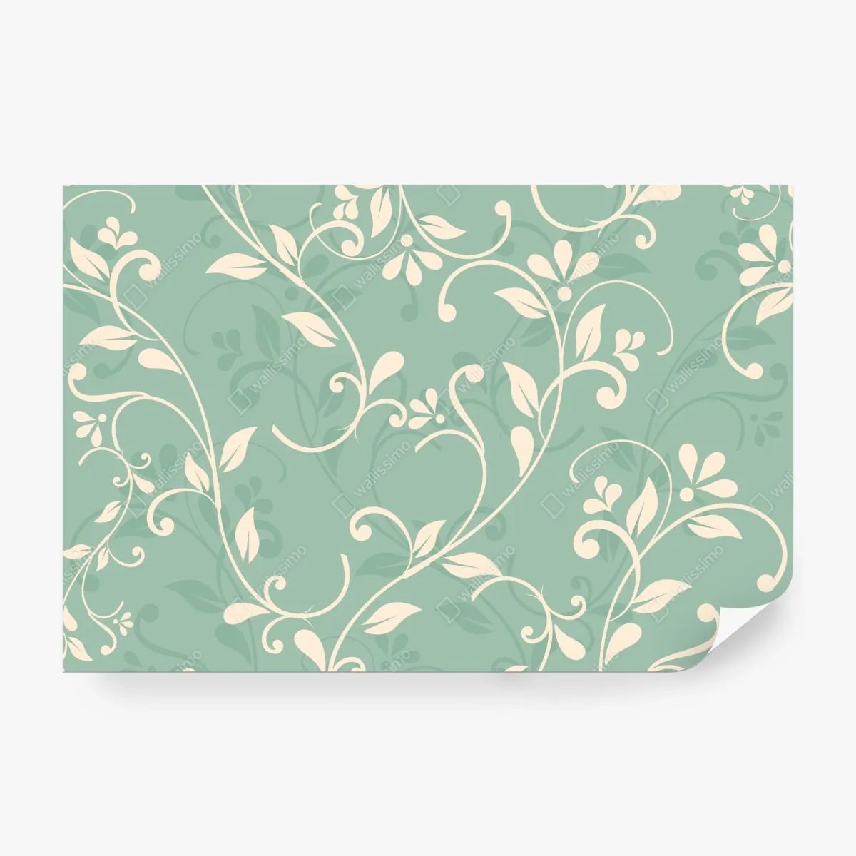 Fototapeta miętowy kwiatowy wzór w stylu vintage – Wallissimo® Fototapeta miętowy kwiatowy wzór w stylu vintage – Wallissimo®