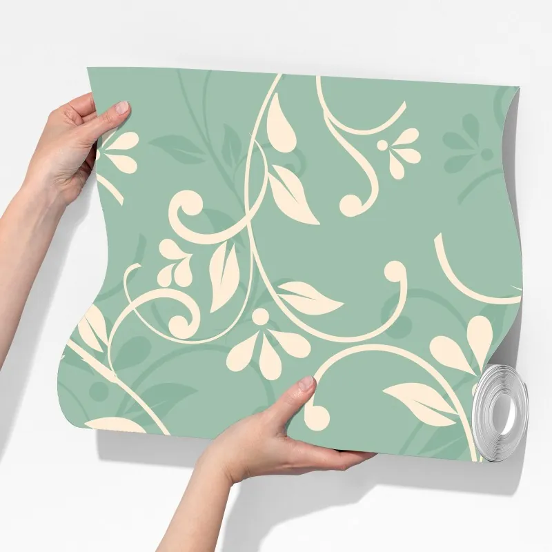 Fototapeta miętowy kwiatowy wzór w stylu vintage – Wallissimo® Fototapeta miętowy kwiatowy wzór w stylu vintage – Wallissimo®