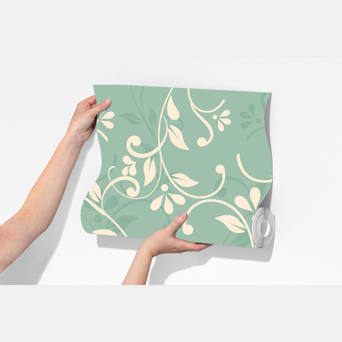 Fototapeta miętowy kwiatowy wzór w stylu vintage – Wallissimo® Fototapeta miętowy kwiatowy wzór w stylu vintage – Wallissimo®