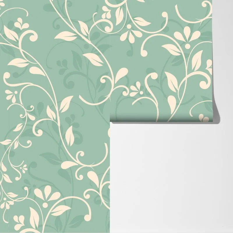 Fototapeta miętowy kwiatowy wzór w stylu vintage – Wallissimo® Fototapeta miętowy kwiatowy wzór w stylu vintage – Wallissimo®