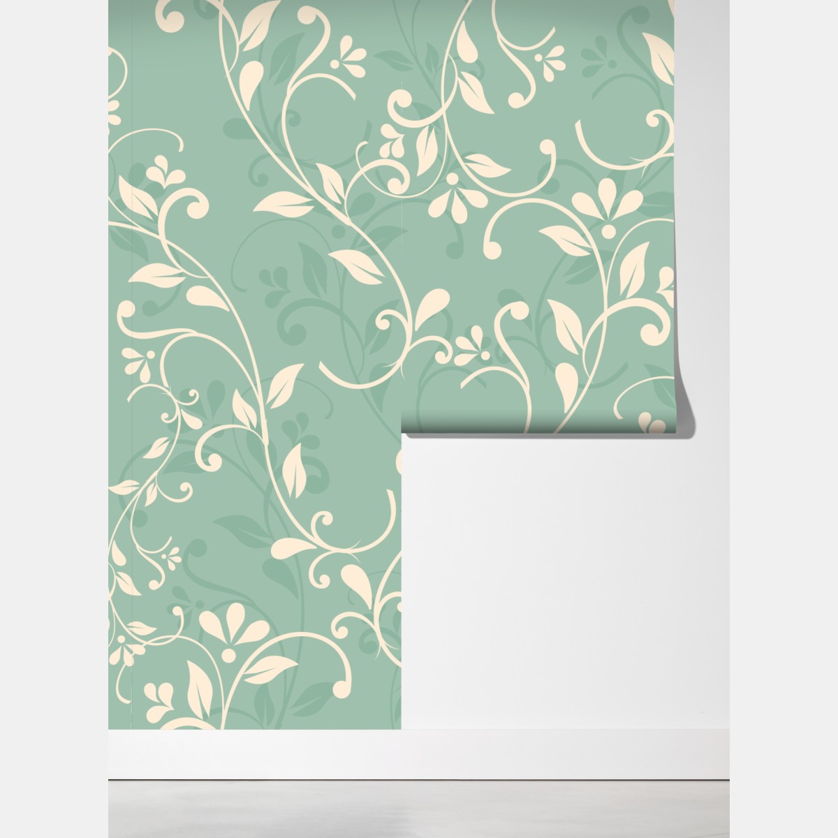 Fototapeta miętowy kwiatowy wzór w stylu vintage – Wallissimo® Fototapeta miętowy kwiatowy wzór w stylu vintage – Wallissimo®