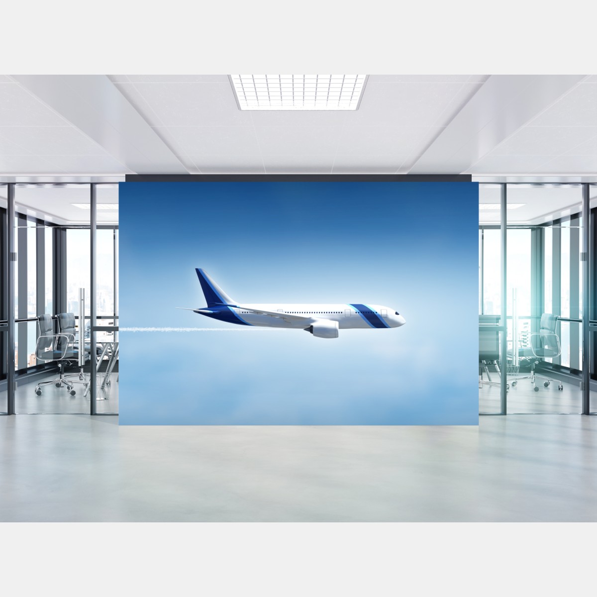 Wall mural jetliner in clear blue sky