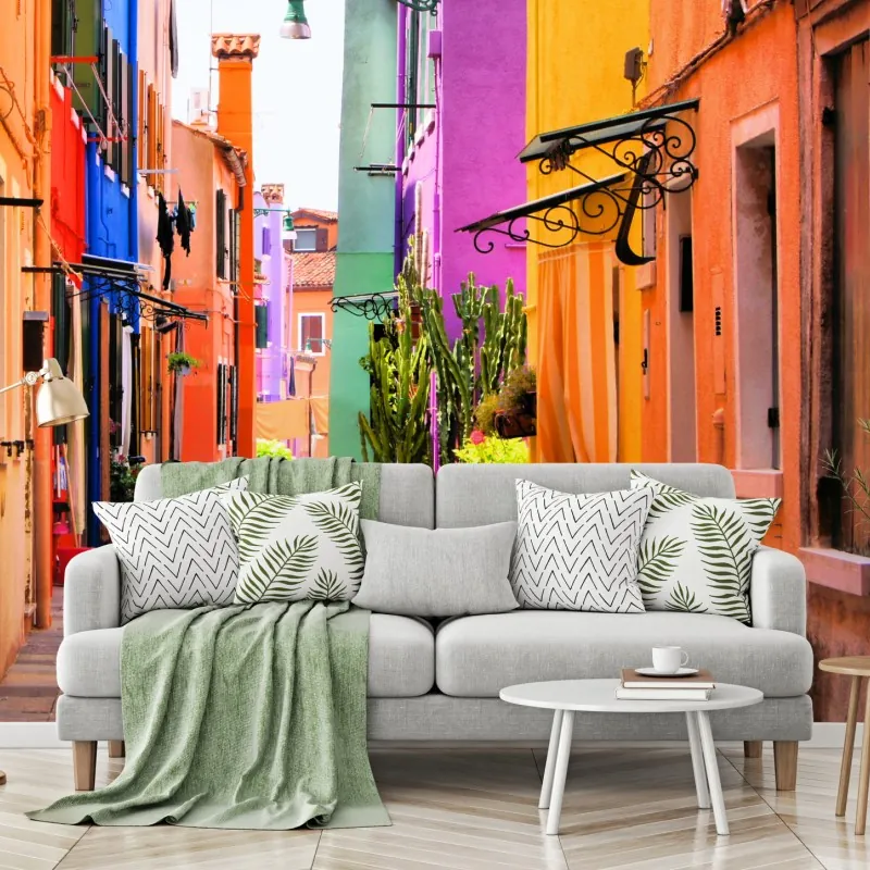 Fototapeta kolorowa śródziemnomorska uliczka