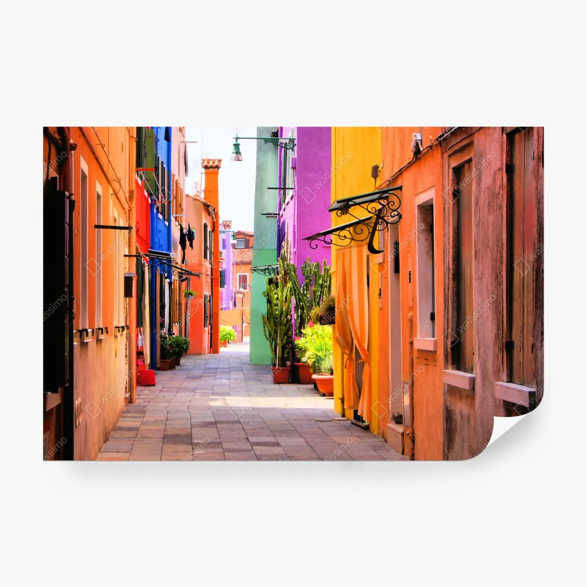 Fototapeta kolorowa śródziemnomorska uliczka – Wallissimo® Fototapeta kolorowa śródziemnomorska uliczka – Wallissimo®