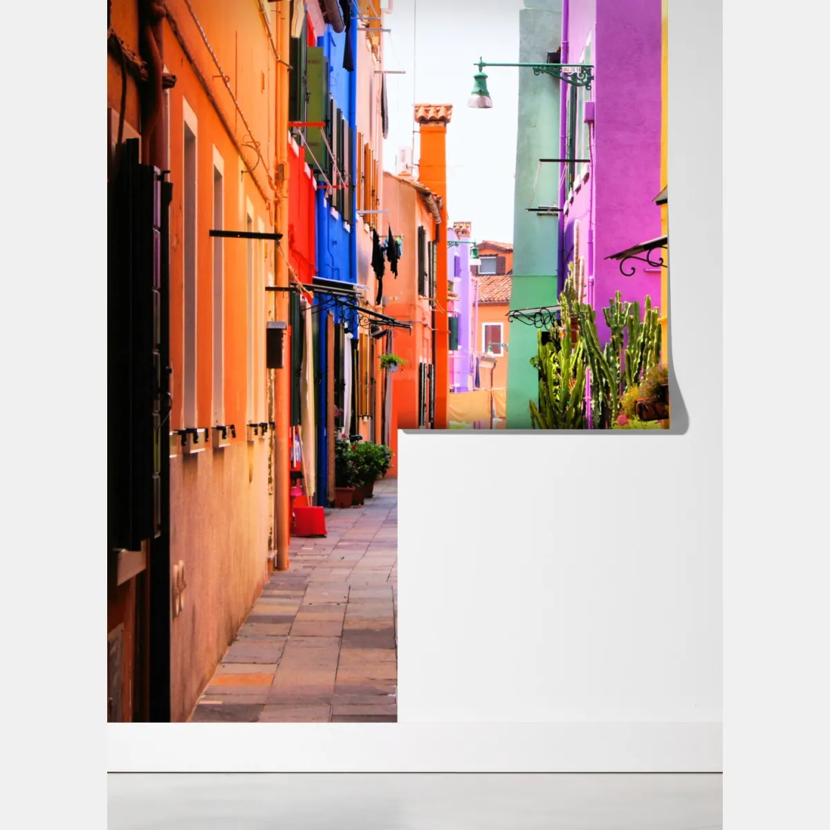 Fototapeta kolorowa śródziemnomorska uliczka – Wallissimo® Fototapeta kolorowa śródziemnomorska uliczka – Wallissimo®