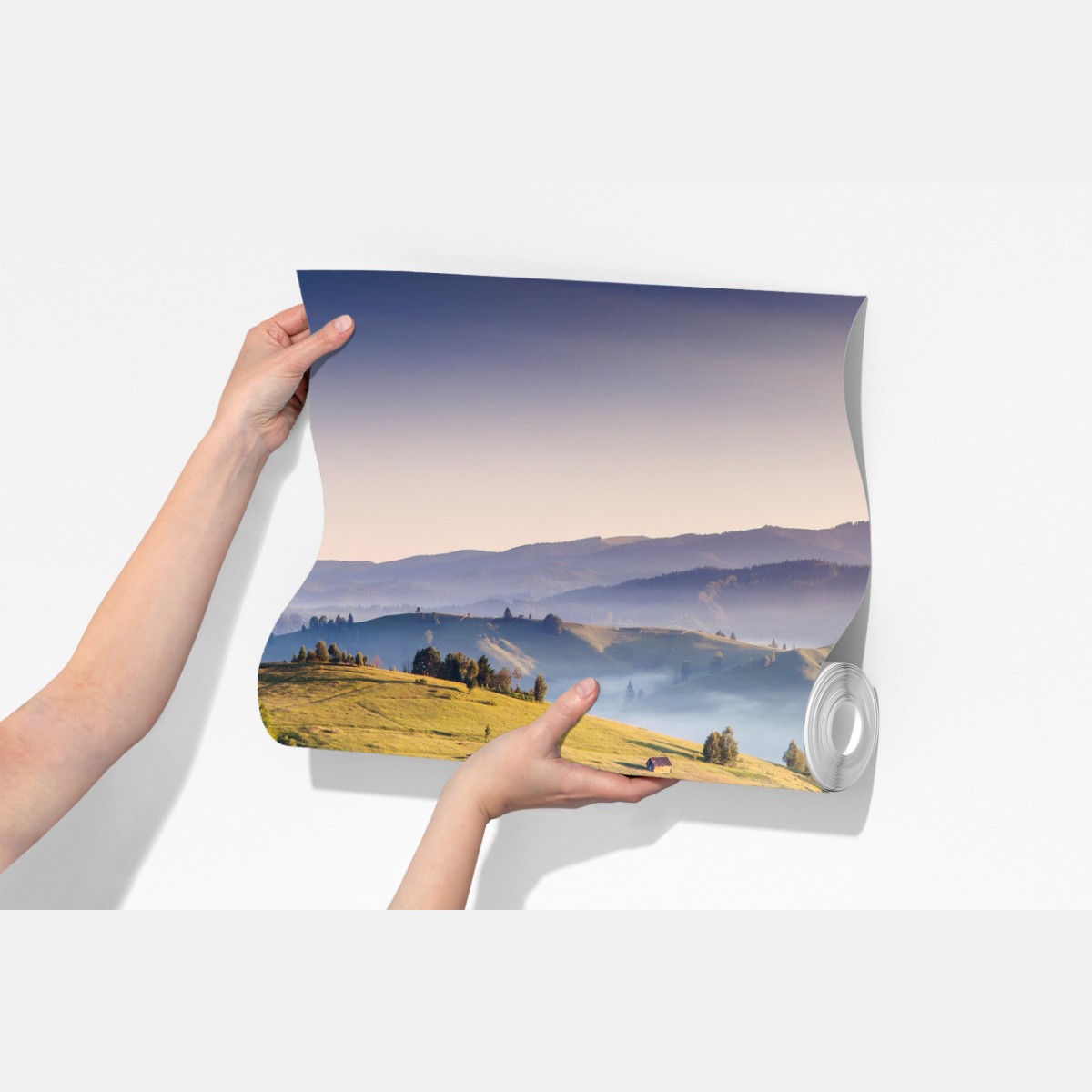 Fototapeta zachód słońca w Karpatych nad zielonymi wzgórzami – Wallissimo® Fototapeta zachód słońca w Karpatych nad zielonymi wzgórzami – Wallissimo®