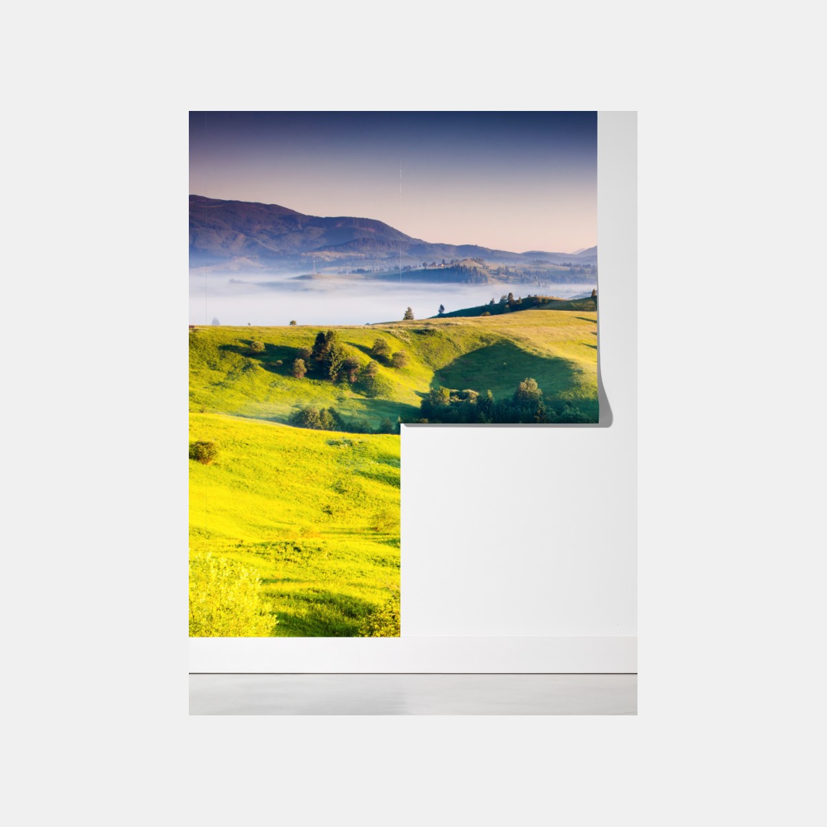 Fototapeta zachód słońca w Karpatych nad zielonymi wzgórzami – Wallissimo® Fototapeta zachód słońca w Karpatych nad zielonymi wzgórzami – Wallissimo®