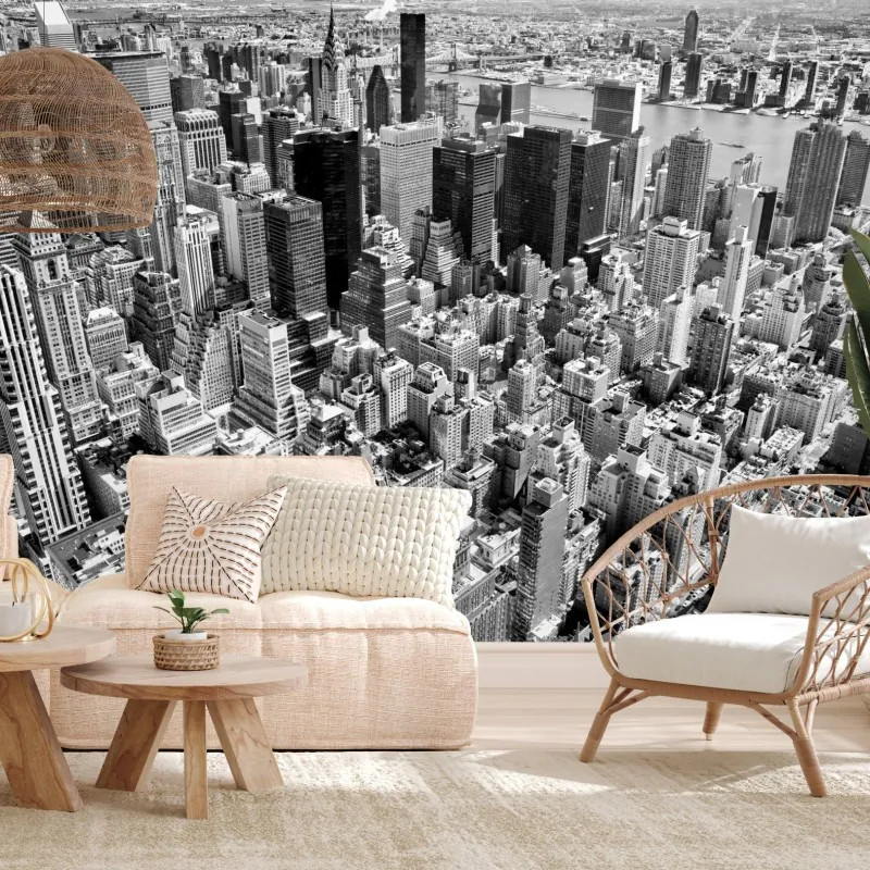 Fototapeta widok lotniczy Manhattanu w czerni i bieli