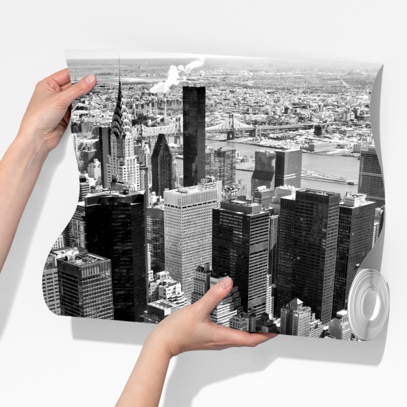 Fototapeta widok lotniczy Manhattanu w czerni i bieli – Wallissimo® Fototapeta widok lotniczy Manhattanu w czerni i bieli – Wallissimo®