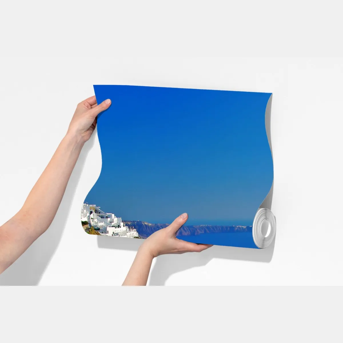 Fototapeta Santorini widok na morze z basenem – Wallissimo® Fototapeta Santorini widok na morze z basenem – Wallissimo®