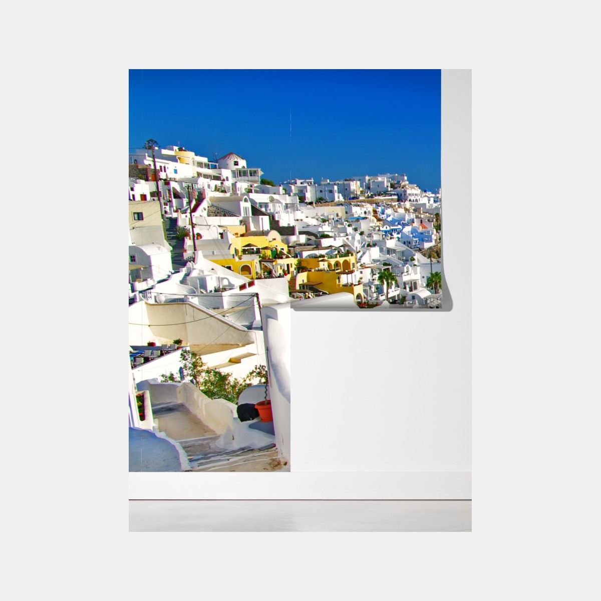 Fototapeta Santorini widok na morze z basenem – Wallissimo® Fototapeta Santorini widok na morze z basenem – Wallissimo®