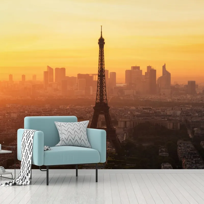 Fototapeta Paryż zachód słońca z Wieżą Eiffla