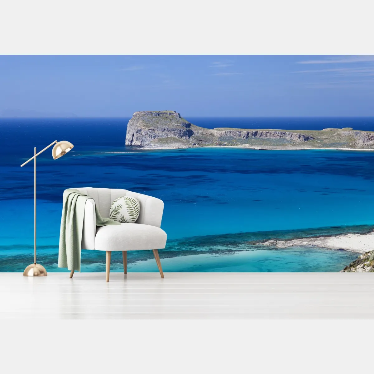 Fototapeta spokojny morski pejzaż z wyspą – Wallissimo® Fototapeta spokojny morski pejzaż z wyspą – Wallissimo®