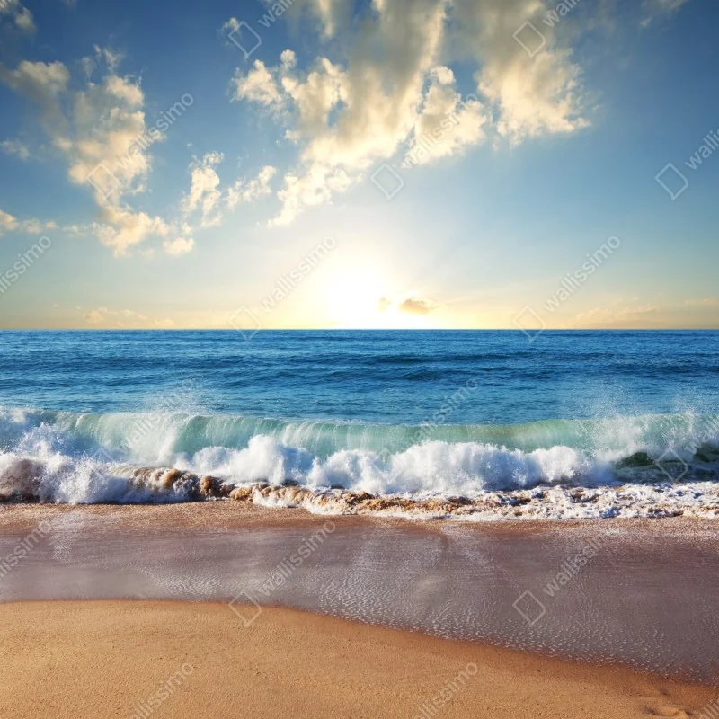 Fototapeta spokojny zachód słońca nad plażą – Wallissimo® Fototapeta spokojny zachód słońca nad plażą – Wallissimo®