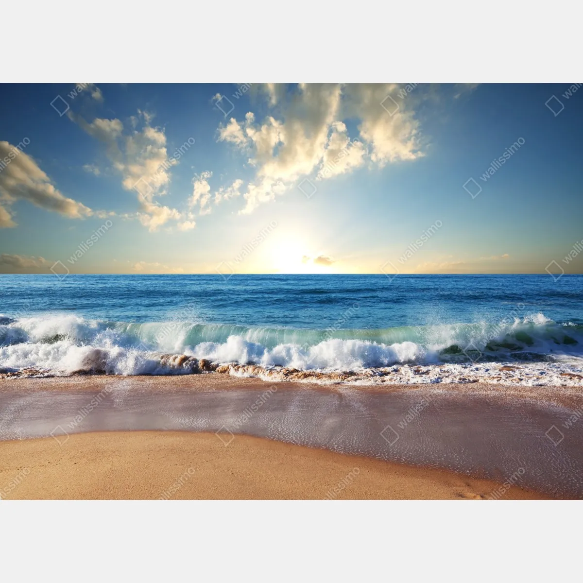 Fototapeta spokojny zachód słońca nad plażą – Wallissimo® Fototapeta spokojny zachód słońca nad plażą – Wallissimo®