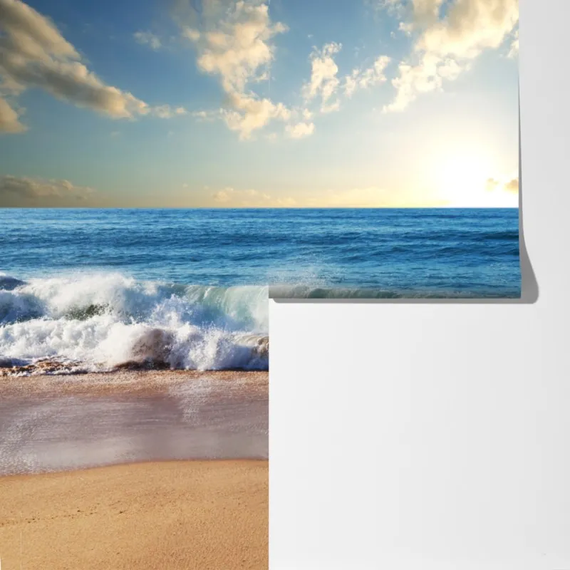 Fototapeta spokojny zachód słońca nad plażą – Wallissimo® Fototapeta spokojny zachód słońca nad plażą – Wallissimo®