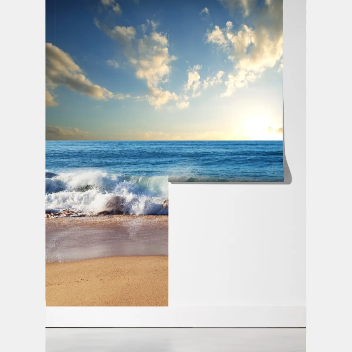 Fototapeta spokojny zachód słońca nad plażą – Wallissimo® Fototapeta spokojny zachód słońca nad plażą – Wallissimo®