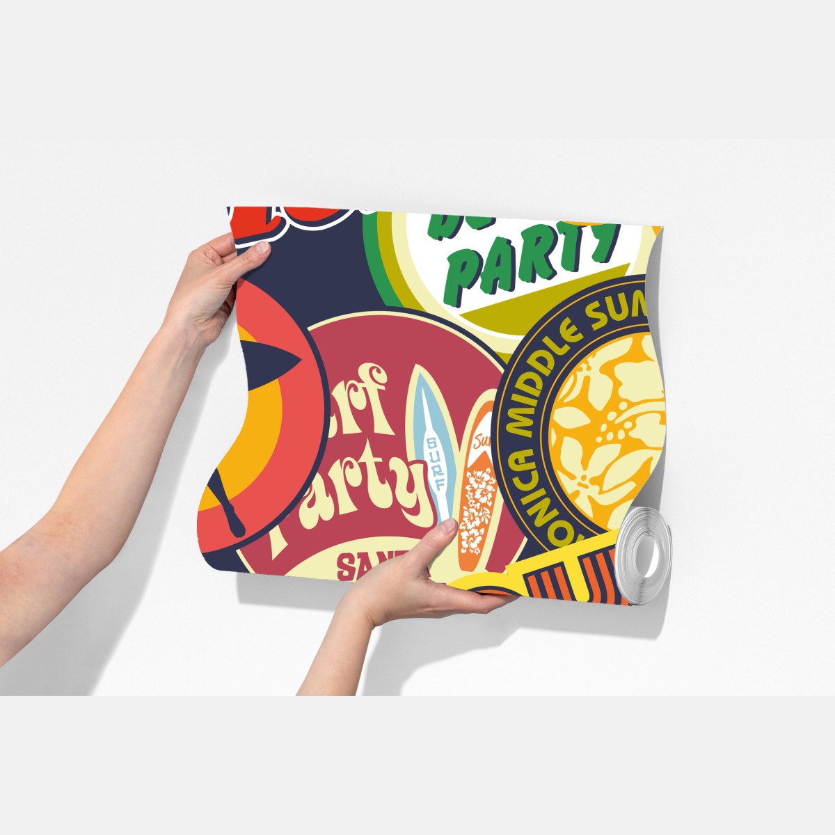 Fototapeta retro kolaż naklejek surf – Wallissimo® Fototapeta retro kolaż naklejek surf – Wallissimo®