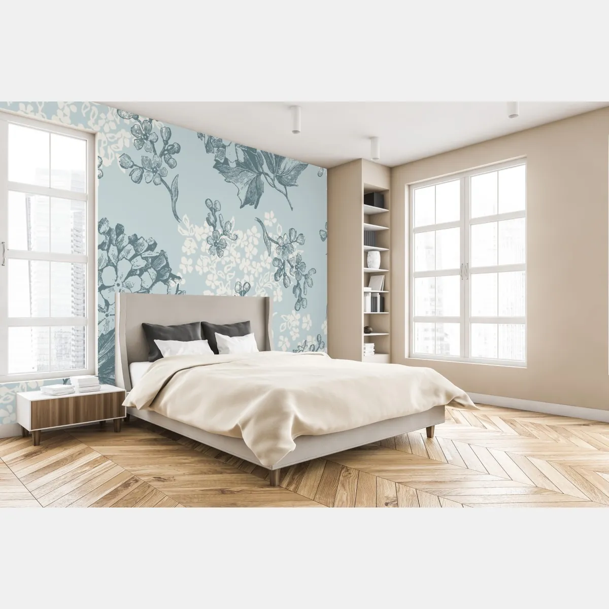 Fototapeta delikatny pastelowy wzór hortensji – Wallissimo® Fototapeta delikatny pastelowy wzór hortensji – Wallissimo®