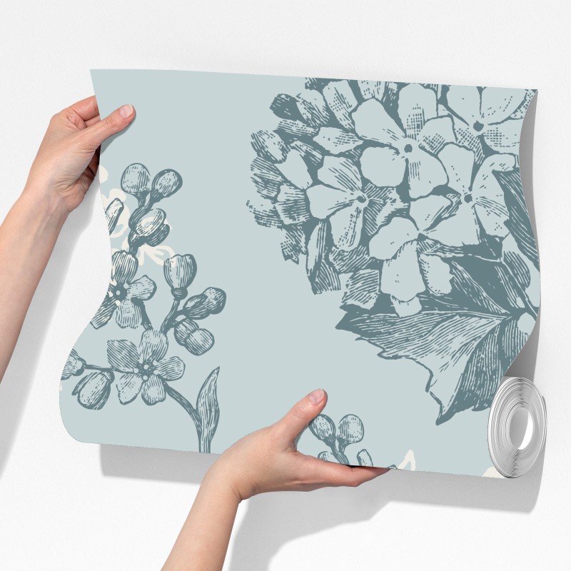 Fototapeta delikatny pastelowy wzór hortensji – Wallissimo® Fototapeta delikatny pastelowy wzór hortensji – Wallissimo®