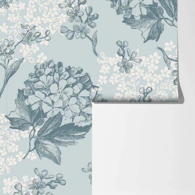 Fototapeta delikatny pastelowy wzór hortensji – Wallissimo® Fototapeta delikatny pastelowy wzór hortensji – Wallissimo®