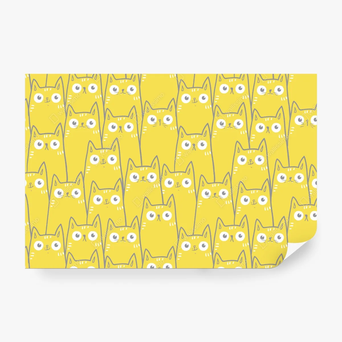 Fototapeta wesoły żółty wzór z kotami – Wallissimo® Fototapeta wesoły żółty wzór z kotami – Wallissimo®