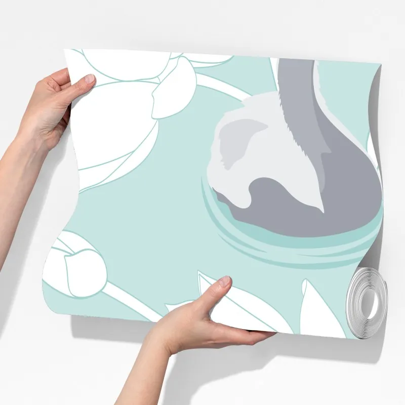 Fototapeta spokojne łabędzie i lotosy – Wallissimo® Fototapeta spokojne łabędzie i lotosy – Wallissimo®