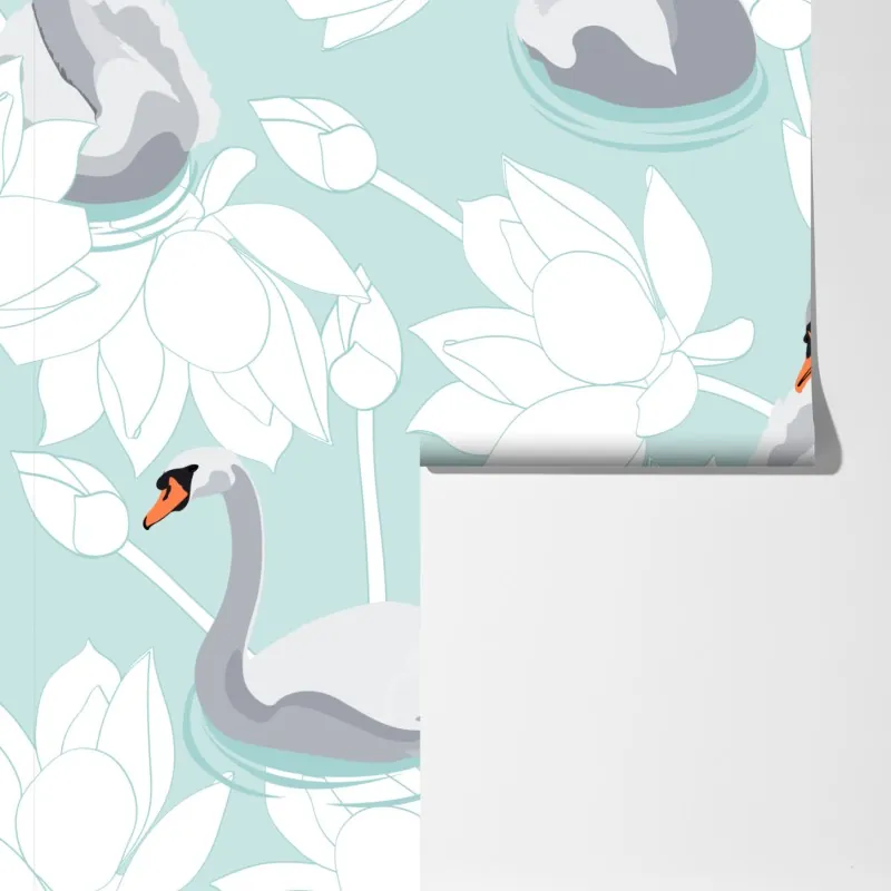 Fototapeta spokojne łabędzie i lotosy – Wallissimo® Fototapeta spokojne łabędzie i lotosy – Wallissimo®